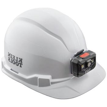 PROTECTIVE HEAD GEAR | Klein Tools 60107RL Non-Vented Cap Style Hard Hat with Rechargeable Headlamp - White